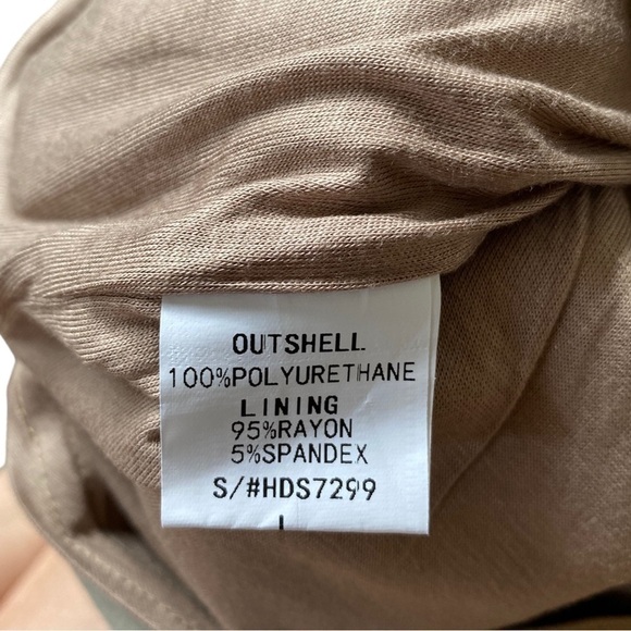 Naked Wardrobe Women’s Size Large Scoop Bottom Tan Faux Leather Mini Skirt - Picture 4 of 6